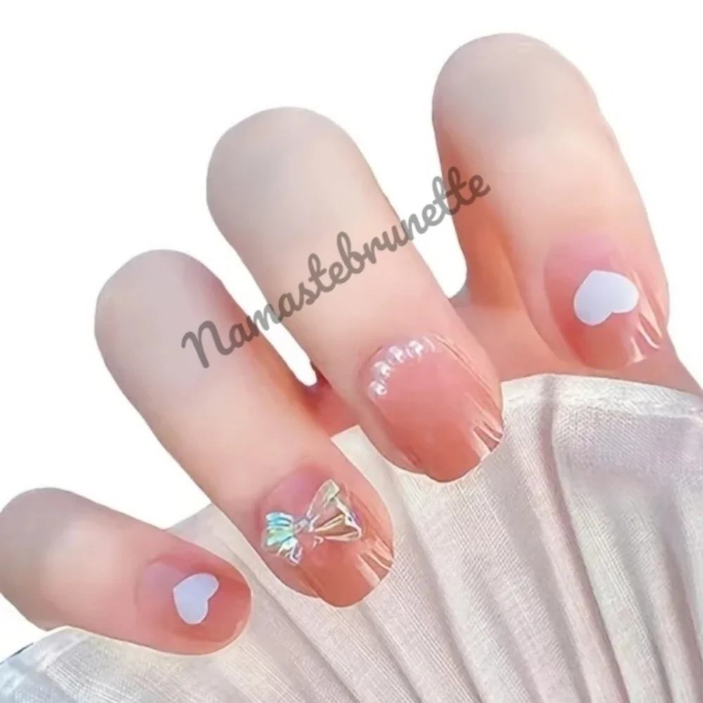 2/$16 3D Heart Bows Pearls Press On Nails